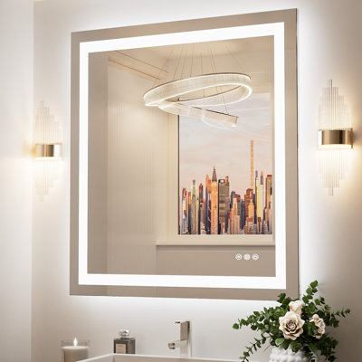 Katyusha Super Bright LED Lighted Bathroom Vanity Mirror 3-Color Temperature  Frontlit & Backlit Dimmable & Anti-Fog