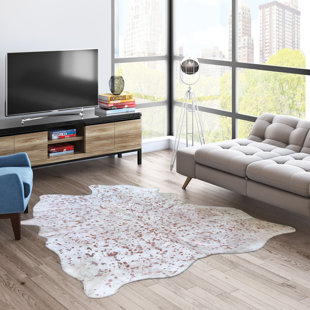 Bonham Cowhide Rose Gold/White Area Rug