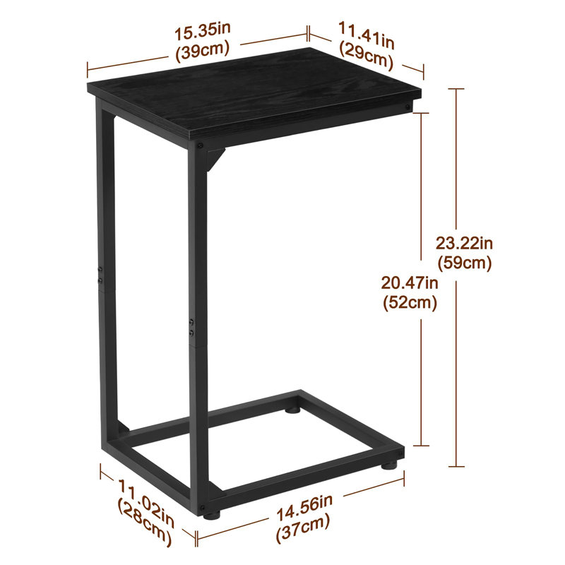 C-Shaped Side Table Set of 2, Black