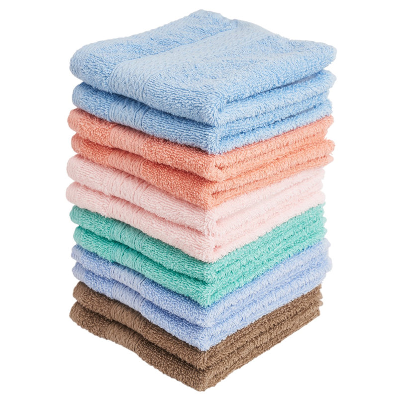 Thoman Luxurious 12 Piece 100% Cotton Washcloth Towel Set