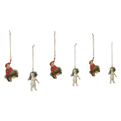 Ensemble d'ornements en métal Winter Fun de 6 - 4 / 4,25 pouces