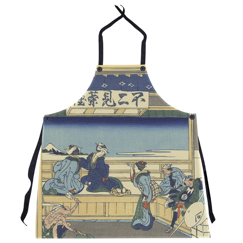 Tablier Katsushika Hokusai Yoshida à Tokaido, Bleu / Jaune