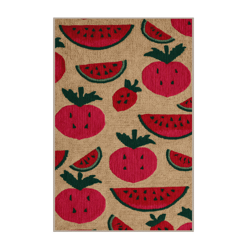  Tapis lavable à motif de radis et de melon d'eau, Rectangle 7 pi x 9 pi