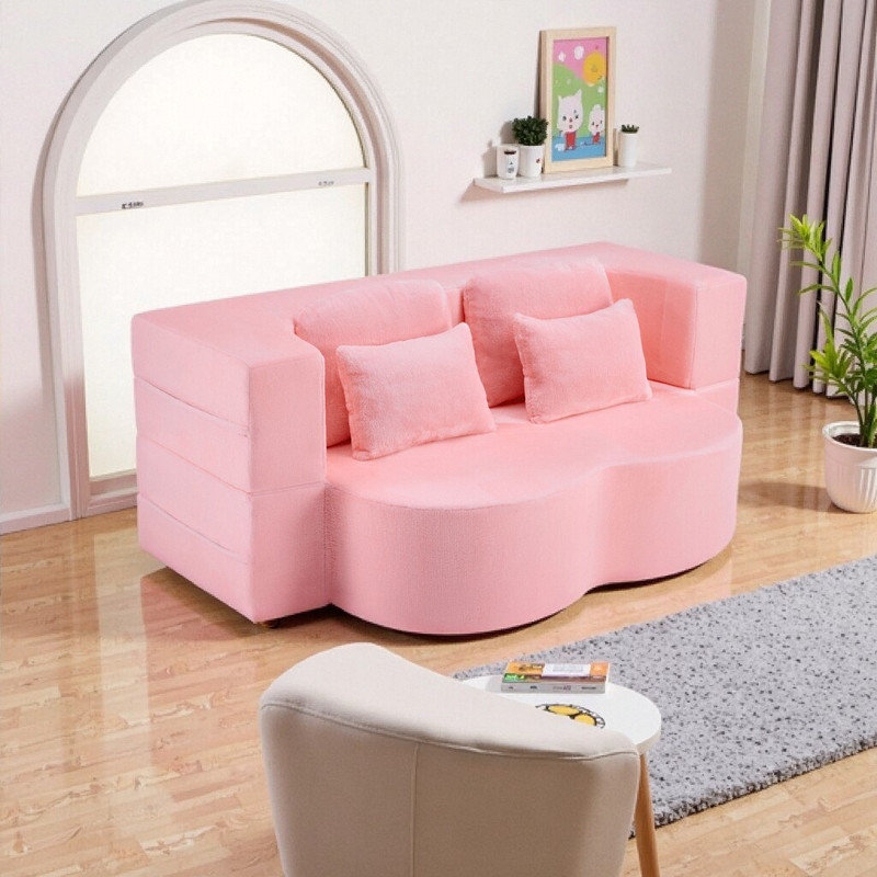 Grand canapé-lit pliable en mousse haute densité, Rose