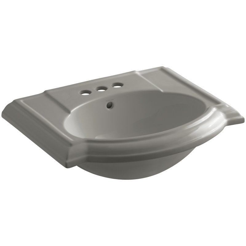 Lavabo de salle de bain piédestal en céramique avec trop-plein 24 po Devonshire, Cachemire