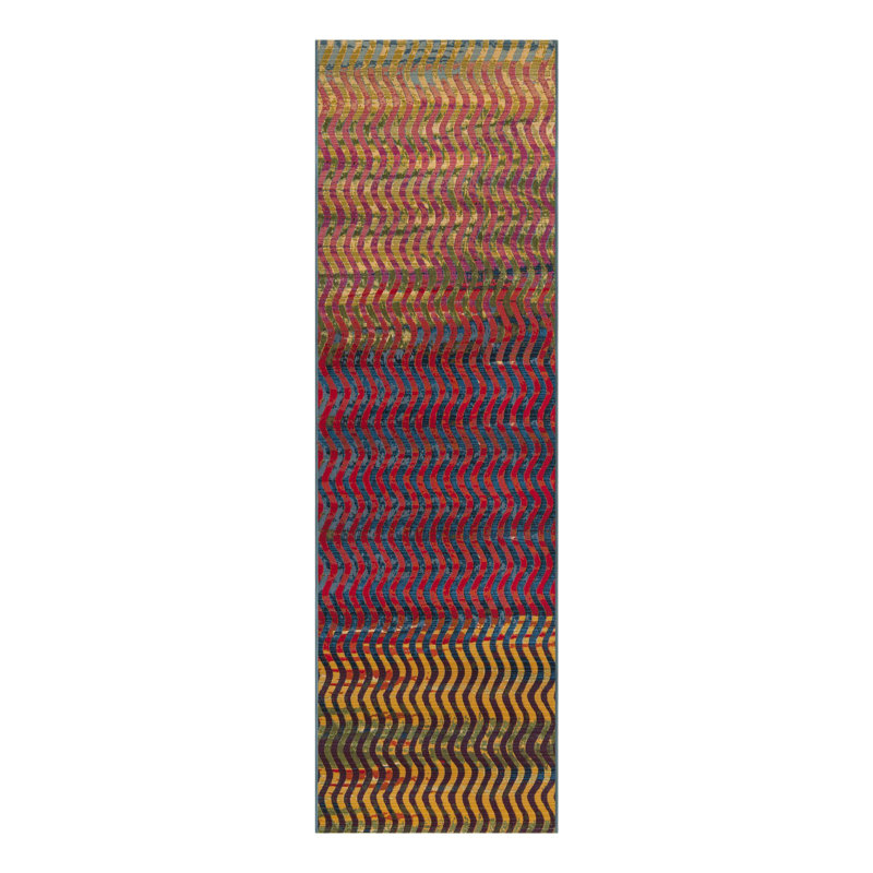 Tapis intérieur / extérieur abstrait Skylar, Tapis de couloir 2 pi 7 po x 9 pi