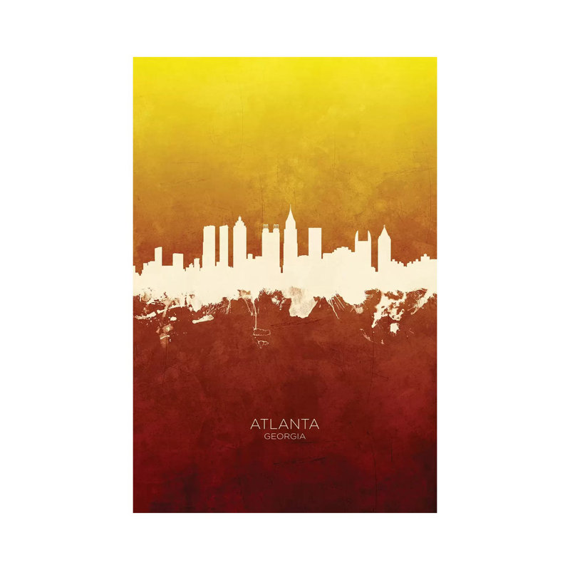 Atlanta Georgia Skyline Red Gold by Michael Tompsett - Wrapped Canvas Gallery-Wrapped Canvas Giclée