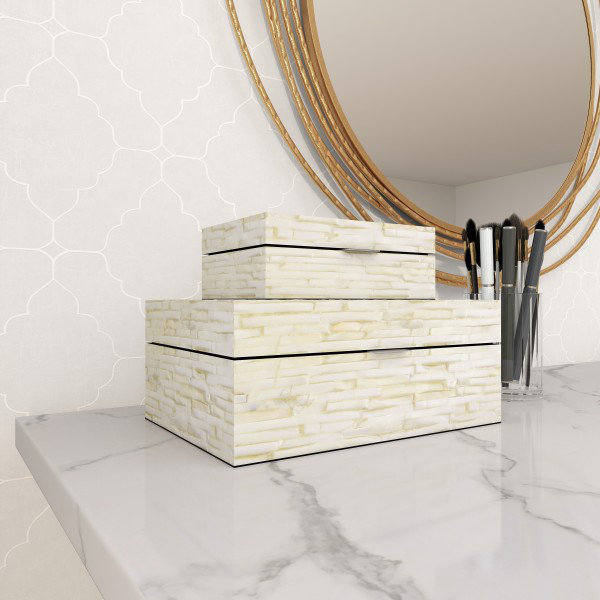 2 - Piece Handmade Decorative Box, Stained White