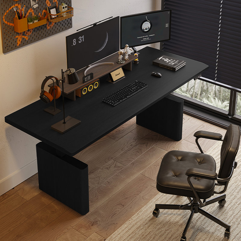 Bureau électrique noir / brun à hauteur réglable Italian Luxury | Table d'étude de bureau à domicile | Poste de travail de salon