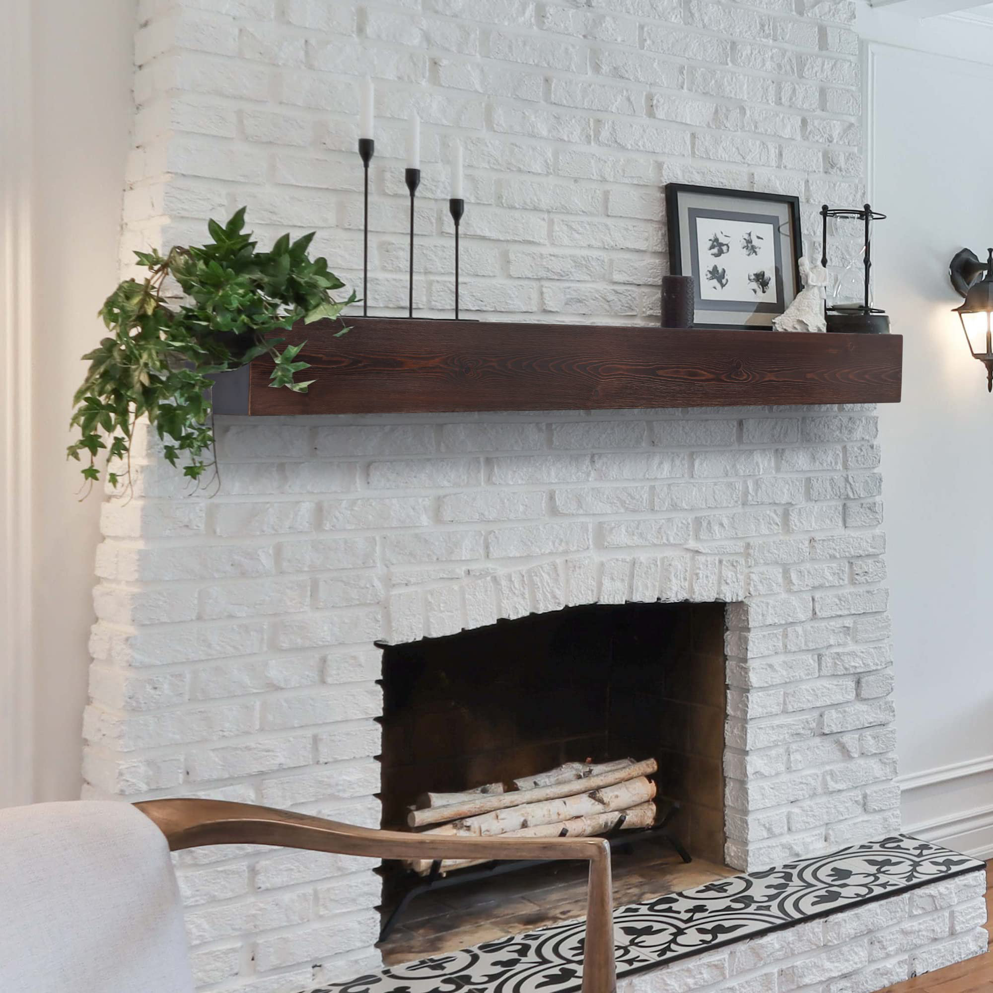 Millwood Pines Auxane Pine Solid Wood Fireplace Shelf Mantel & Reviews