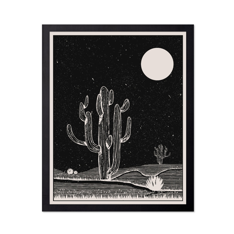 Cactus et lune, Black Framed, Poster, 18"H x 24"W
