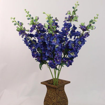 Tige Delphinium de 36,5 po de hauteur avec 16 têtes de fleurs réalistes