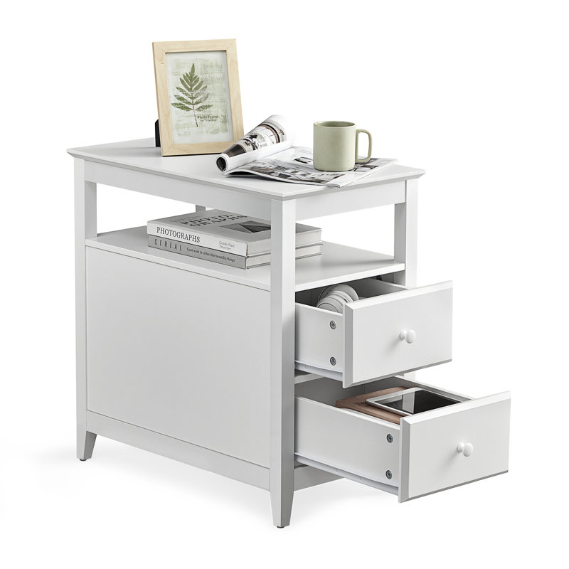 Andru 2 - Drawer End Table, White