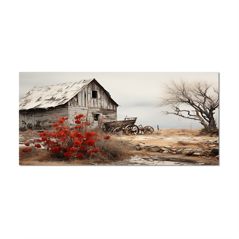 Red Farmhouse Rustic Elegance I - Print, 16" H x 32" W, No Frame, Wrapped Canvas
