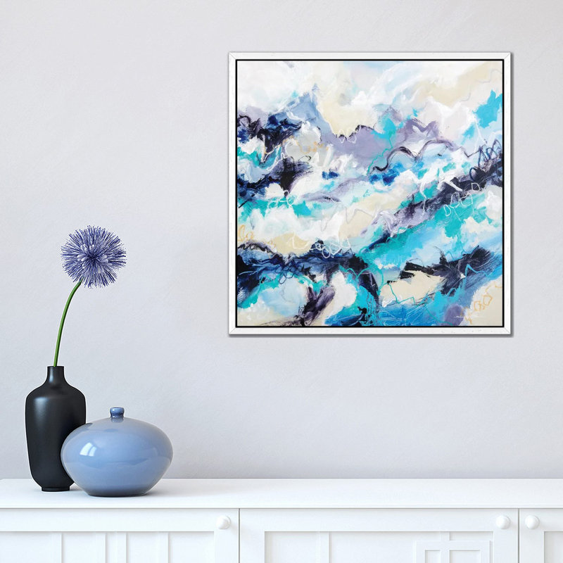Of Rock And Ice by Cristina Dalla Valentina - Painting on Canvas, 45.72 cm H x 45.72 cm W, White Framed