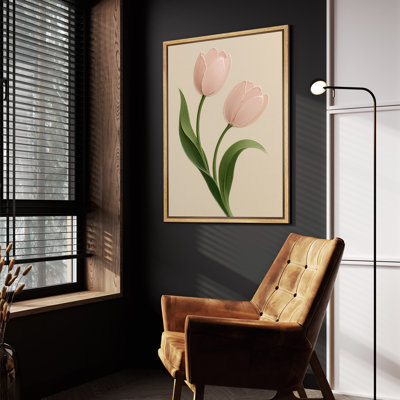 Reproduction d'art mural sur toile encadrée - Tulipe, fleurs, botanique, œuvre d'art, décor minimaliste moderne pour le salon