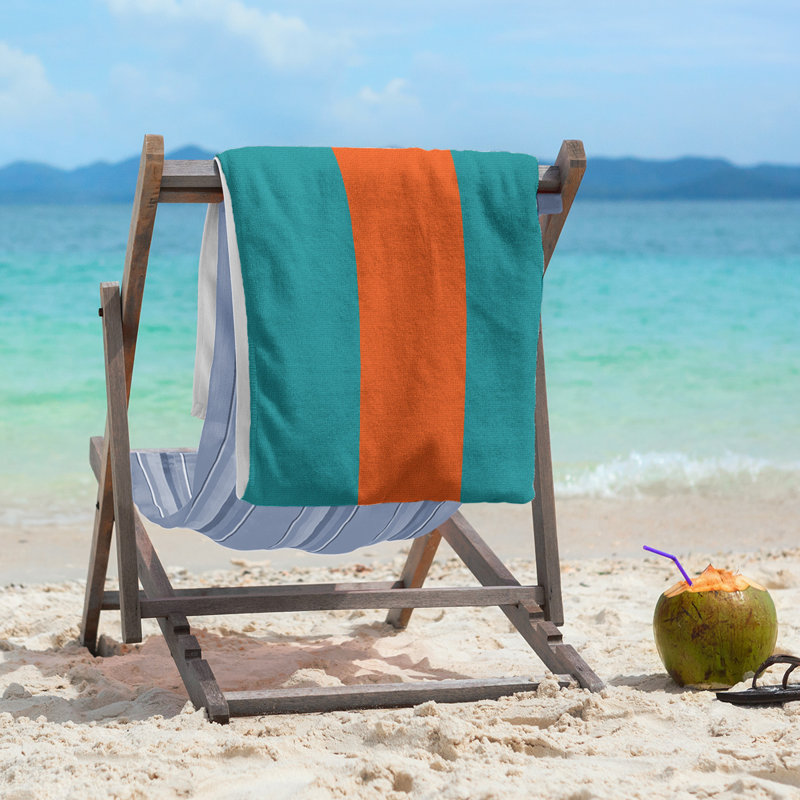 Beach Towel, Light Aqua/Orange