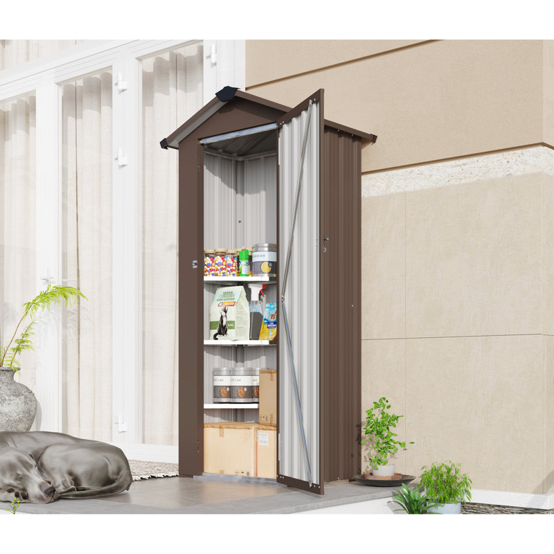 Outdoor Storage Solution: - Rust Galvanized Iron Shed, Waterproof, Lock System, Brown, 50.7Lbs Locker, Iron, With Lock, Simple Style, For Farm And Workplace,