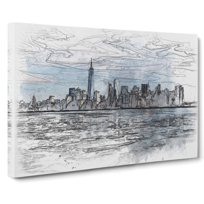 New York Skyline Vol.7 - Wrapped Canvas Drawing - Wrapped Canvas, 60cm H x 91cm W x 3cm D