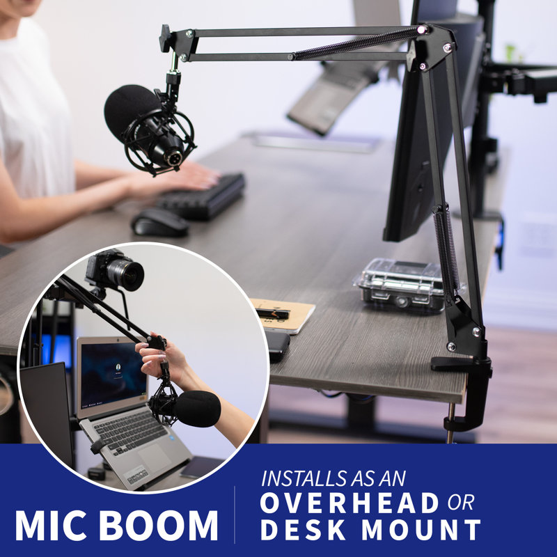 Black All-In-One Livestream Desk Mount with Dual Monitor Arms