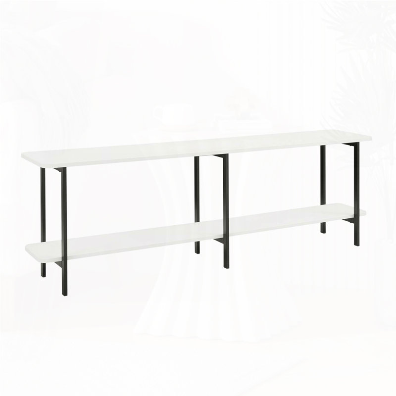 Celine 71" Contemporary Modern Console Table with 2 Shelves in White, White