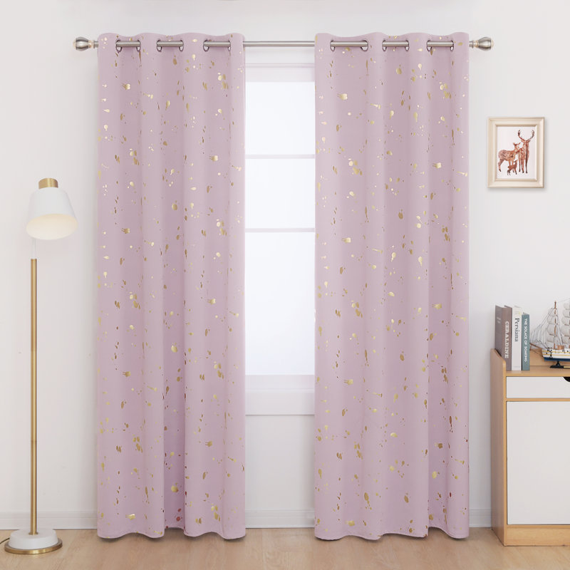Girlie Room Darkening Curtain Panel Pair, 52" W x 108" L, Pink Lavender