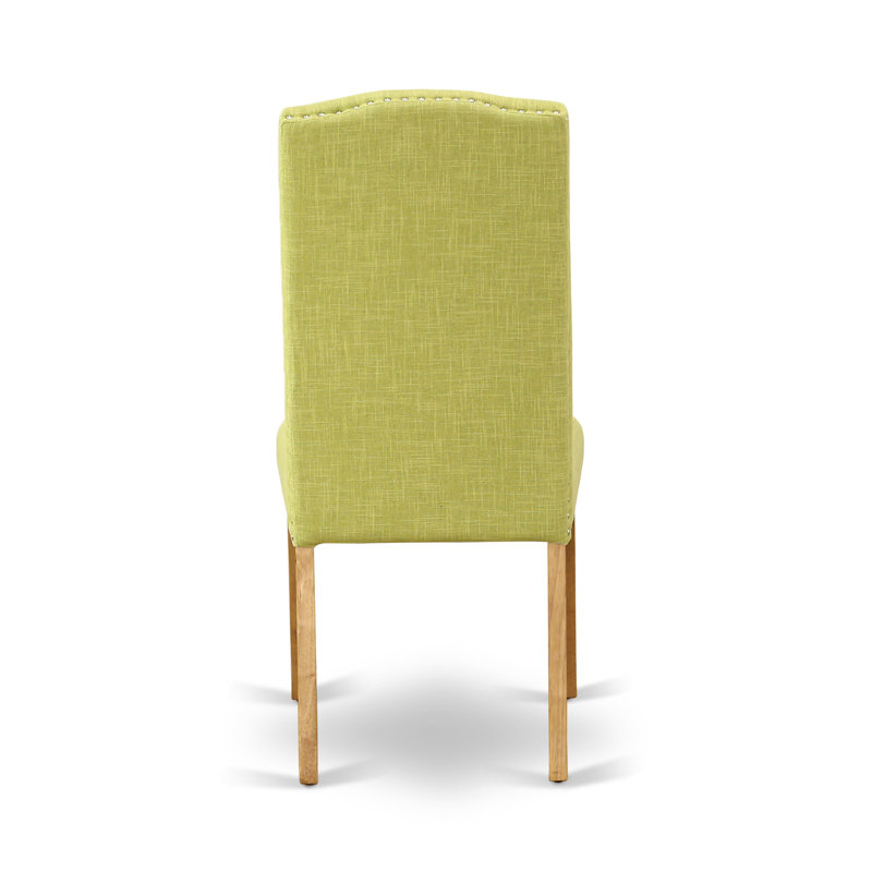 3 Piece Dining Set Contains a Rectangle Dining Room Table with Butterfly Leaf and 2 Limelight Linen Fabric Upholstered Chairs, Oak