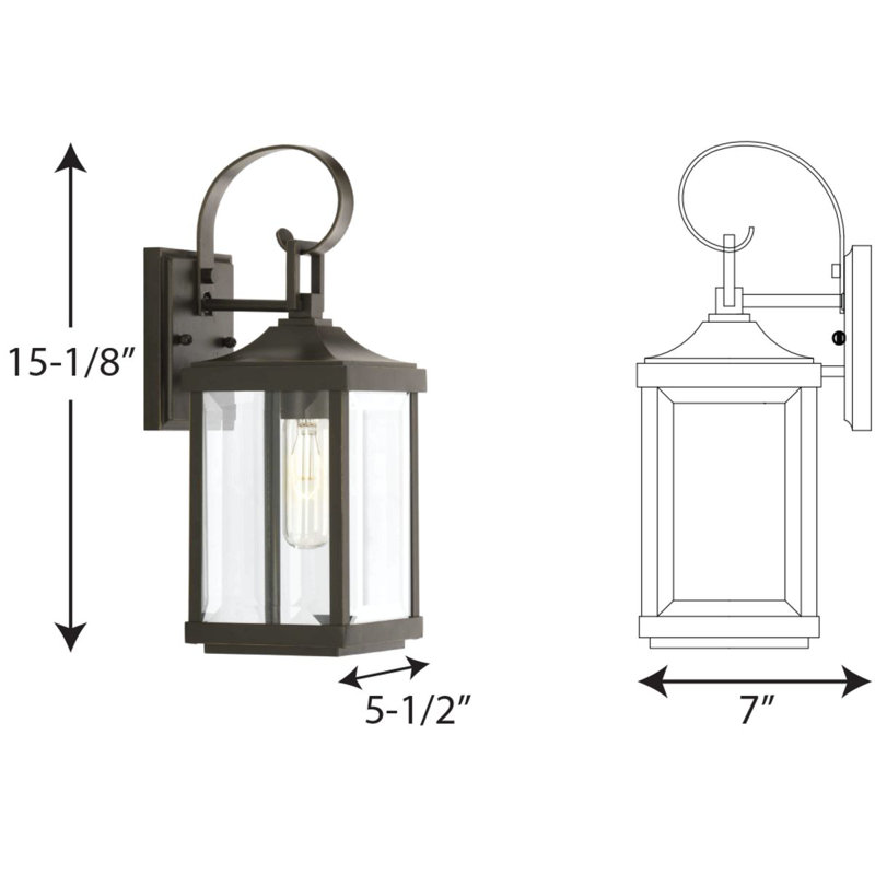 Antique Bronze Dimmable Outdoor Wall Lantern with Clear Glass Panels