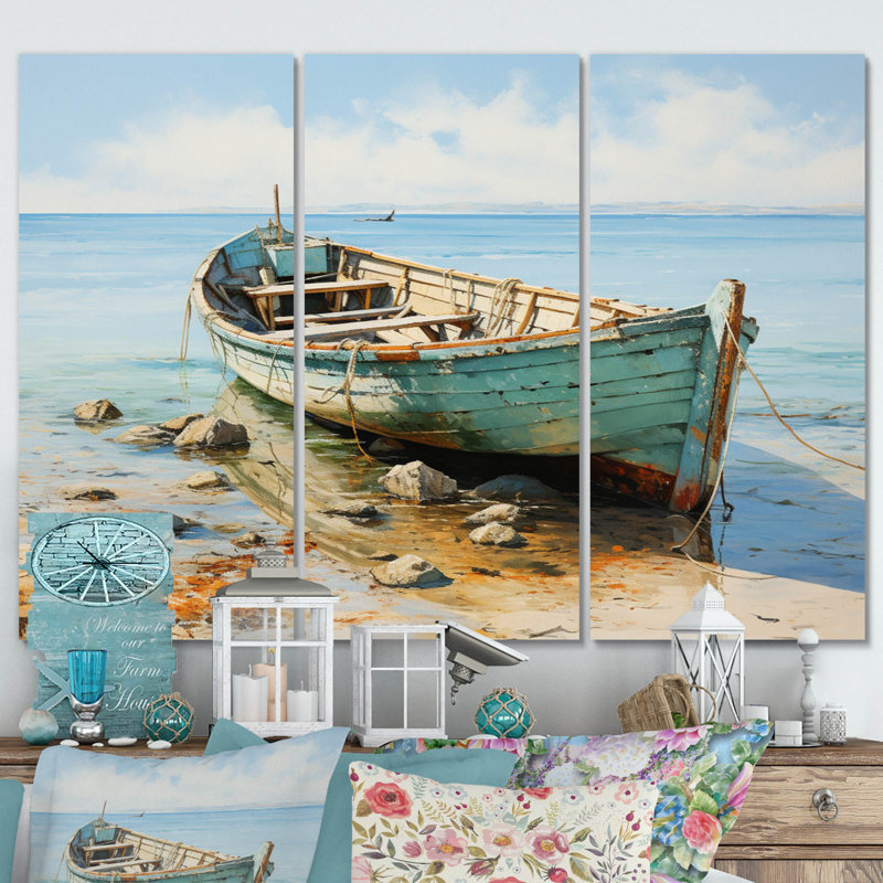 " Boat Coastal Melodies " 3 - Pieces, 28" H x 36" W x 1" D