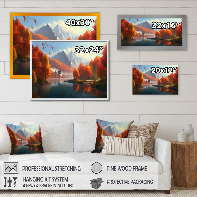 Feuillage d'automne dans les montagnes sur toile, H 12 po x l 20 po x P 1 po, Toile tendue