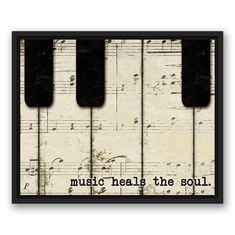 «Piano Keys and Music», reproduction d'impression sur toile, H 16 po x l 20 po x P 1,75 po, Encadré