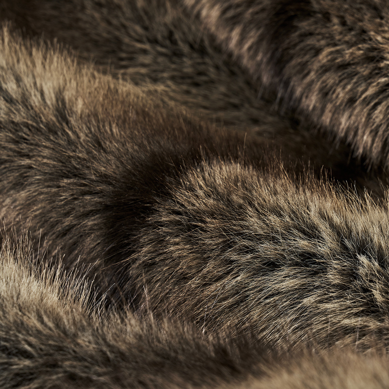 Luxe Faux Fur Throw Blanket, Ombré Sable Brown Ombre/Striped, Throw