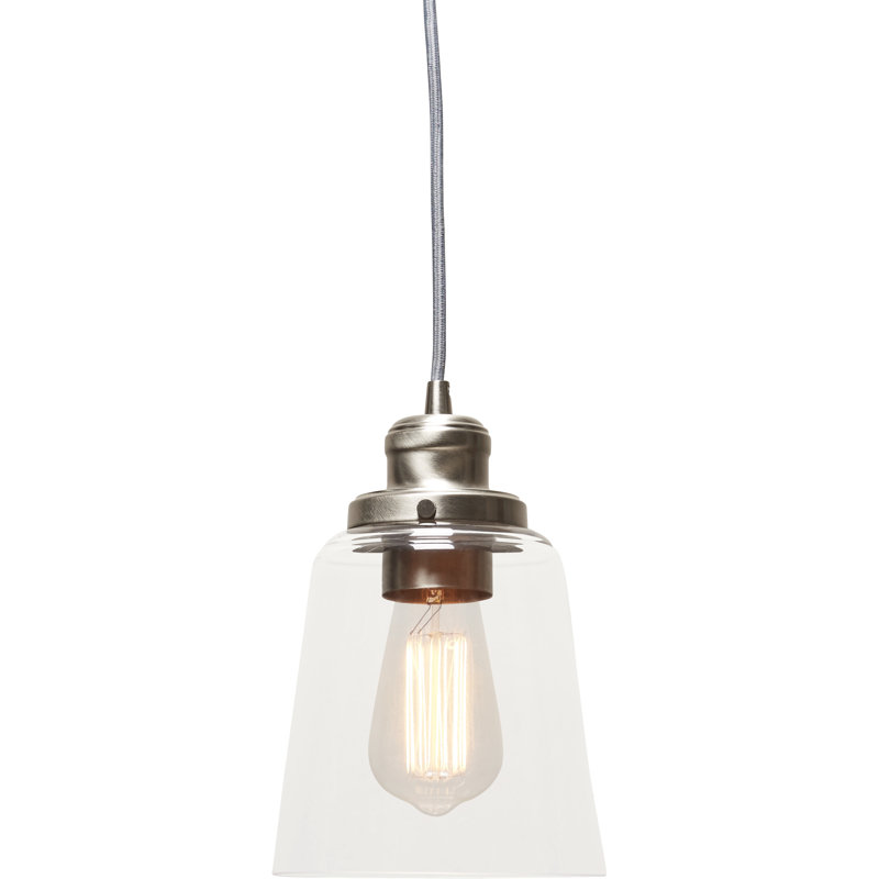 Luminaire suspendu simple en forme de cloche à 1 lumière Janelle, Nickel brossé