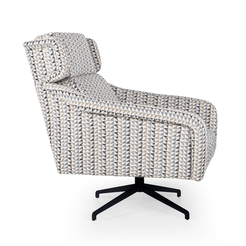 Fauteuil à oreilles pivotant en lin de 37,4 po Aidy