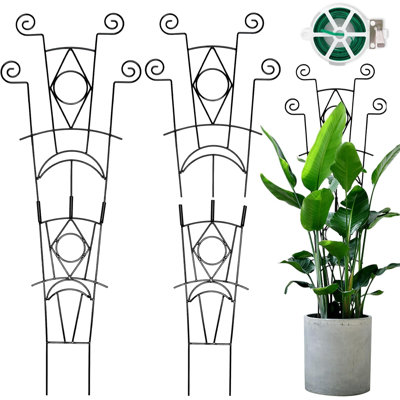 Stackable Metal Trellis for Climbing Plants Outdoor & Indoor - 4 Pack Garden Trellis for Potted Plants