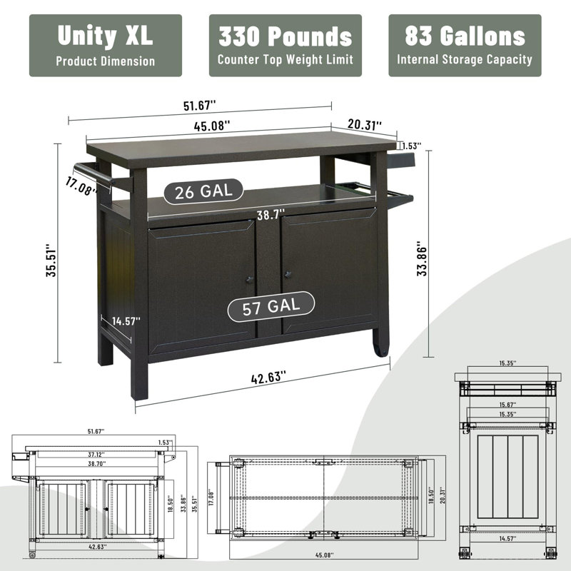 Armoire de rangement pour barbecue avec roulettes, Brun