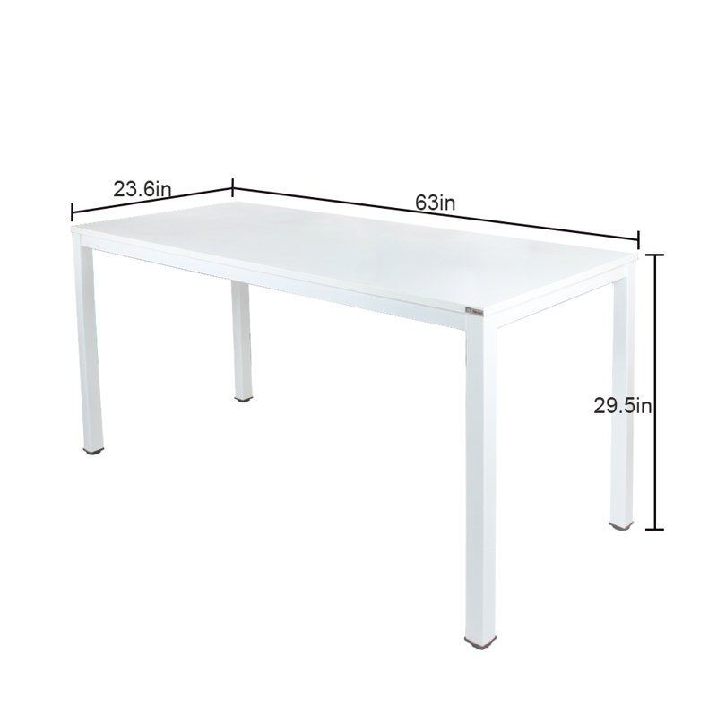 Rockett Metal Base Writing Desk, 29.5" H x 63" W x 23.6" D, White/White
