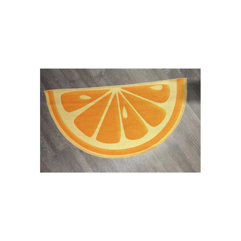 Decorative Washable Carpet With Fruit Pattern And Peachy Clean Text, Novelty 4' x 4'