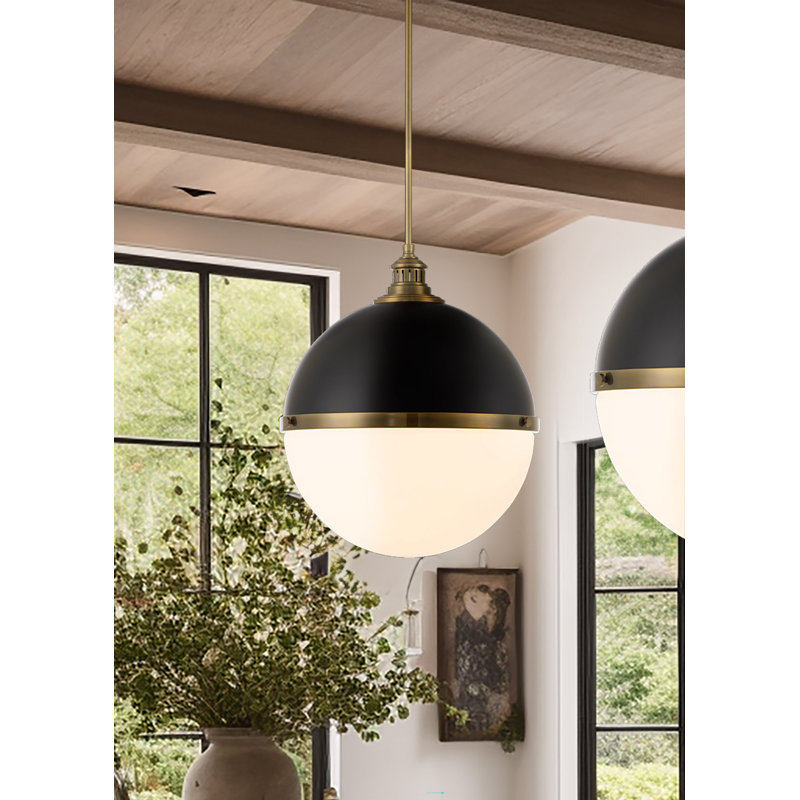 Blosser 1 - Light Single Pendant, Coal/Oxidized Aged Brass, 17.38" Width