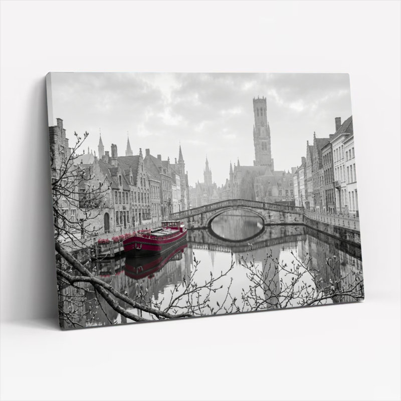 "City canal", reproduction d'art sur toile, ensemble de 1, Toile tendue, H 32 po x l 48 po