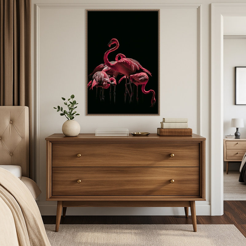 «Bird 68» par Rachel Lee, 3 oiseaux, reproduction d'art sur toile encadrée, 23 x 33