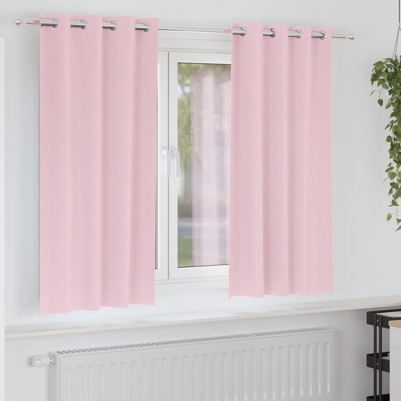 Tacorian Curtain Pair, 140cm Width x 175cm Drop, Baby pink
