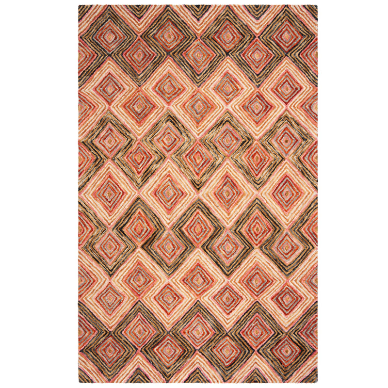 Tapis géométrique en laine touffeté à la main Deyoung, Rectangle 4 pi x 6 pi