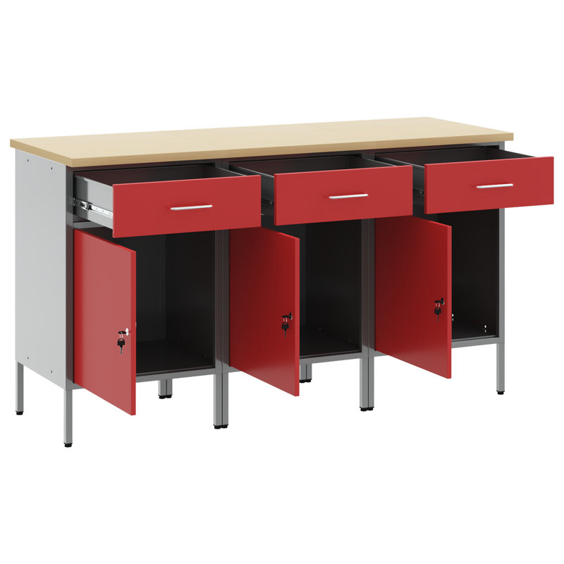 Work Cabinet with Drawer, Red