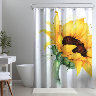 Floral – Polyester Shower Curtain, Dye Sublimation Print, 71" W × 74" L