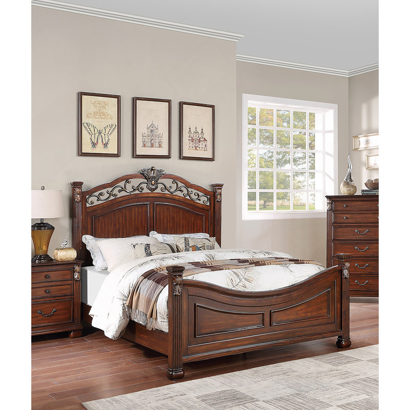 Formal Traditional Dark Cherry Color 1pc Eastern King Size Bed, Headboard Footboard Bedframe