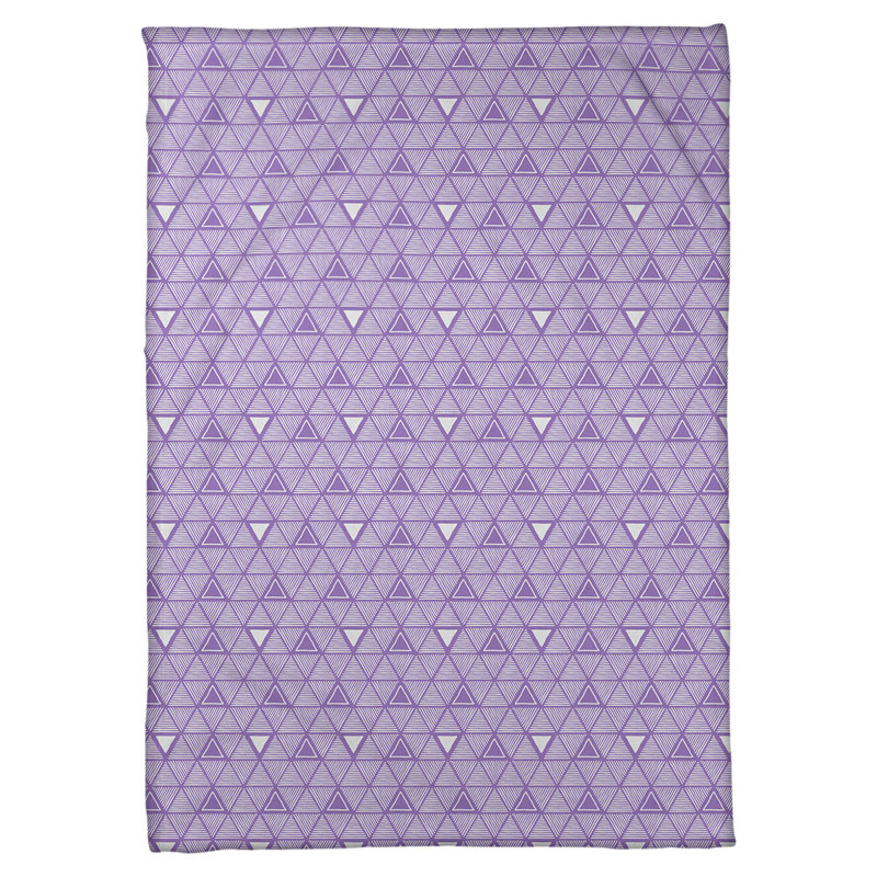 Couverture polairee triangles à la main, l 60 po x L 80 po, Mauve / Blanc