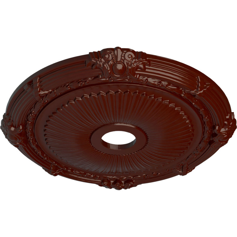 Endurathane Heaton Ceiling Medallion, 27 1/2"OD x 3 7/8"ID x 2 1/4"P (Fits Canopies up to 6 1/2"), Hand-Painted Brushed Mahogany Finish
