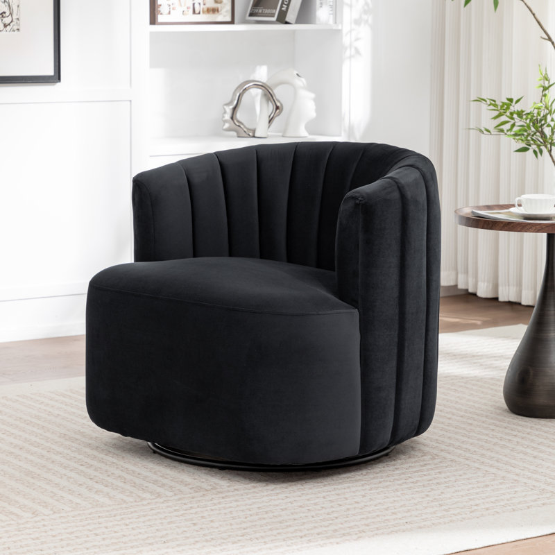 Fauteuil demi-tonneau pivotant Stanford, Noir
