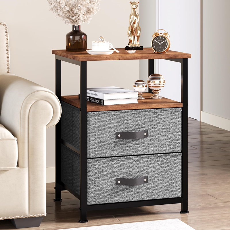 Erike Nightstand, 23.6" H x 15.8" W x 15.8" D, Gray